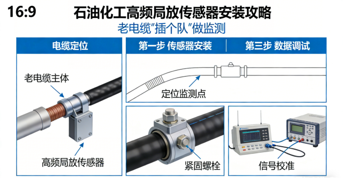 想给老电缆“插个队”做监测？石油化工高频局放传感器安装攻略来了