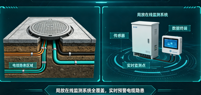市政井盖下电缆隐患多，局放在线监测系统一网打尽